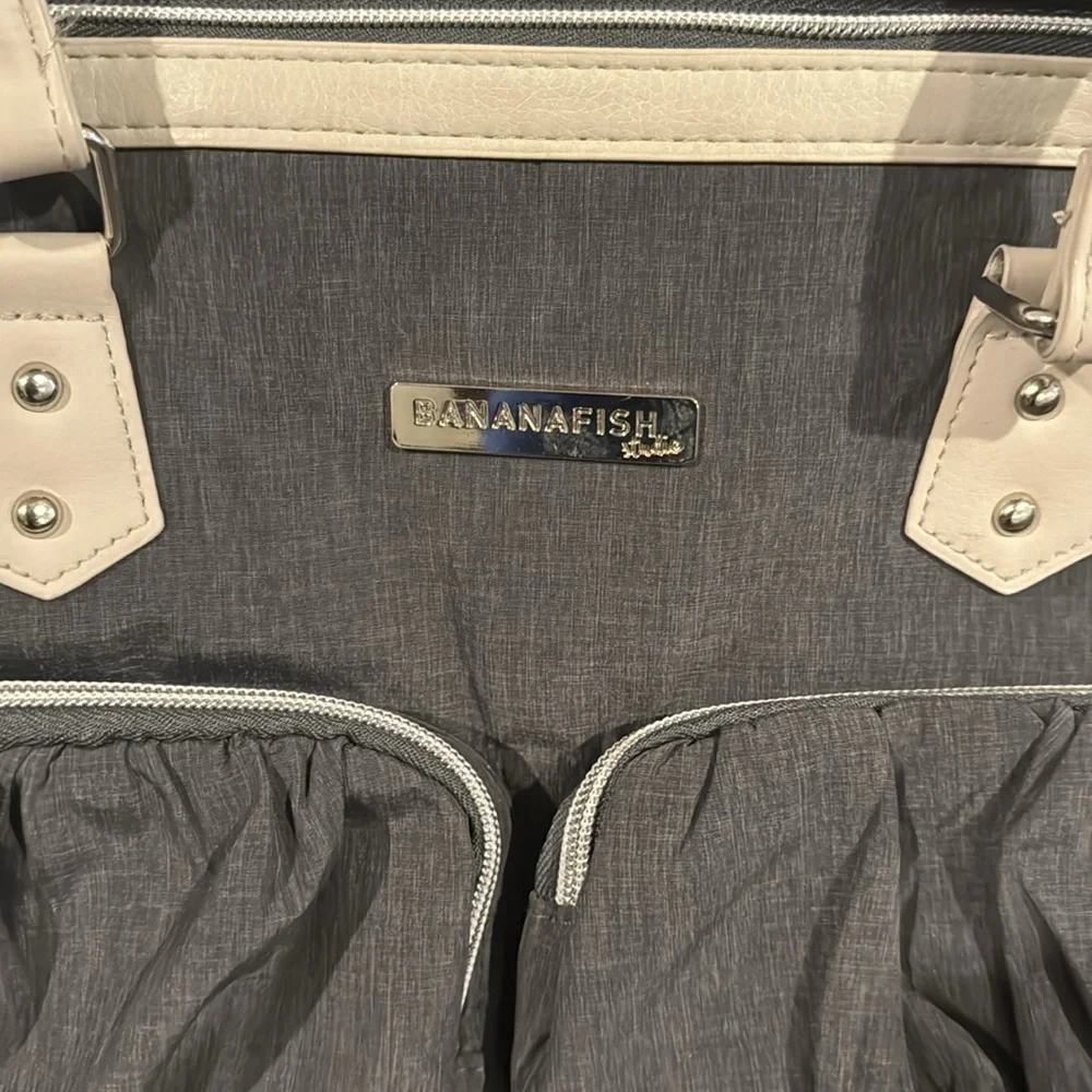 Gray Bananafish studio nylon diaper bag‎ w/changing pad